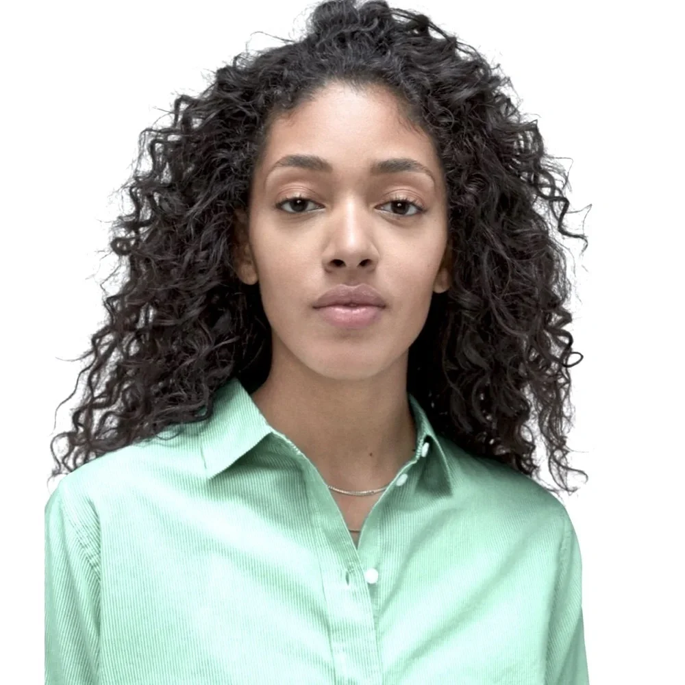 NWT Everlane The Silky Cotton Relaxed Shirt Mint Pinstripe size 2